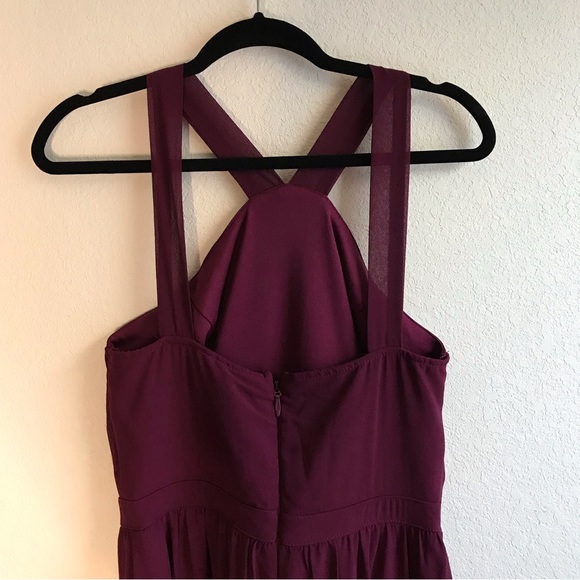 Lulu’s Air of Romance Burgundy High Neck Dress, Sz L, maroon bridesmaids dress - Picture 2 of 6